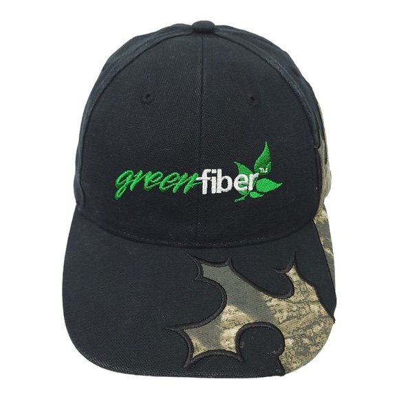 Green Fiber Black Camo Strapback Cap Trucker Baseball Hunter Farming Hat - Picture 1 of 13